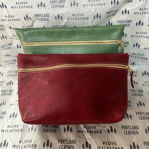 Two Portland Leather Goods Extra Large Classic Makeup Bags